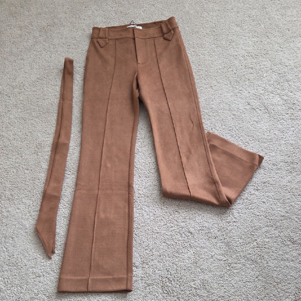 Hale Bob Brown Faux Suede Pants
